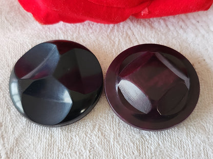 Duo gros boutons anciens en corozo collection 3 cm 30 mm bleu violet G18H