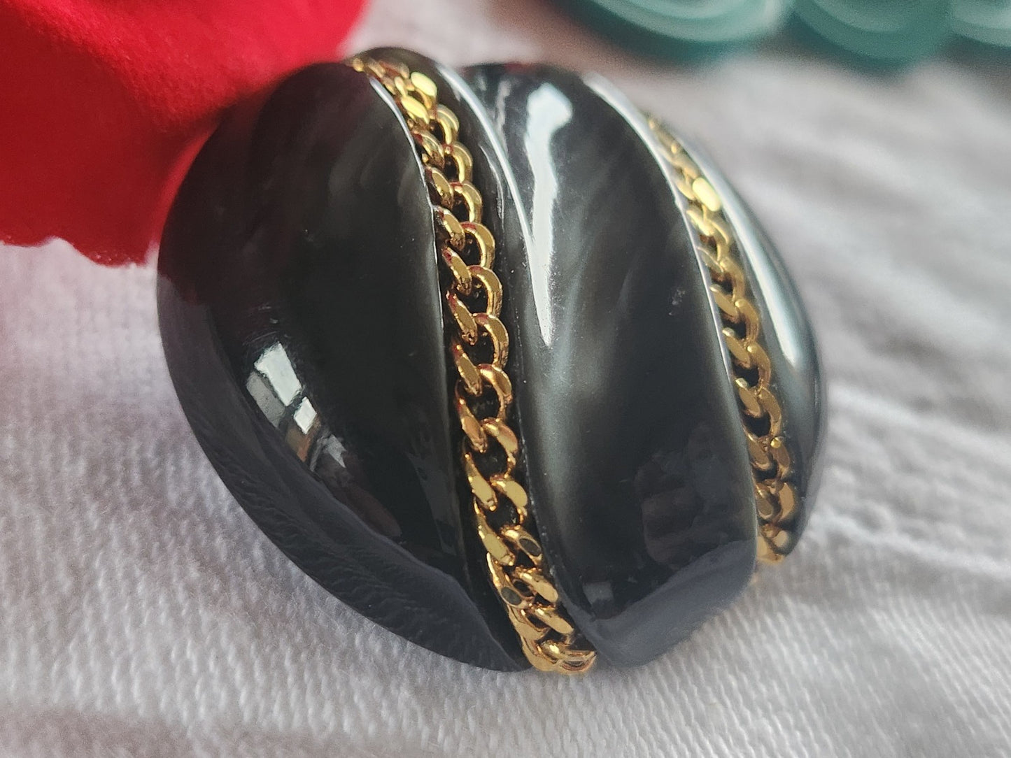 Gros bouton vintage originaux chainette gris doré pied 3,5  cm ref 2297