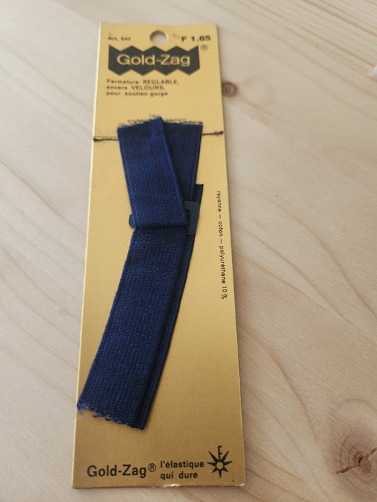 Attache dos soutien gorge  fermeture réglable vintage bleu foncé gold zag T1