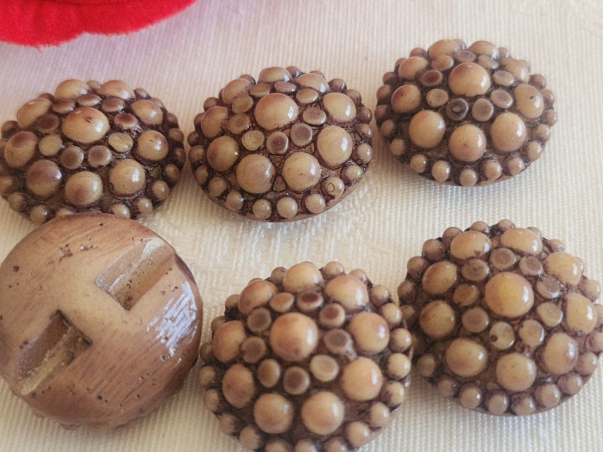 Lot 6 boutons vintage en résine marron  2,1 cm ou 21 mm pied ref 6261