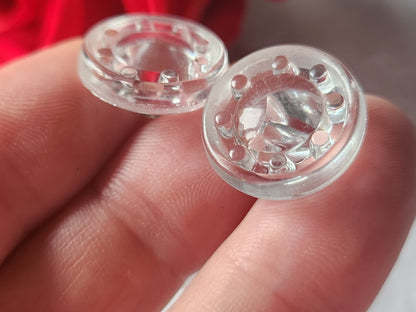 Lot 6 boutons anciens en verre transparent vintage 1,7 cm ou 17 mm  ref 6244 **