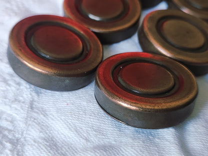 Lot 6 boutons vintage énorme métal cuivré 3 cm volume ref 3925