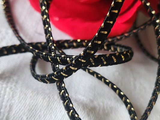 Cordon vintage doré noir galon 3 métres sur 0,4 cm made in France  A3
