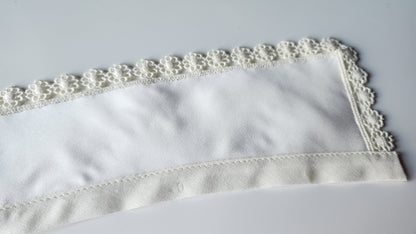 Ancien  col tissu blanc tramée  dentelle  vintage  B1-42