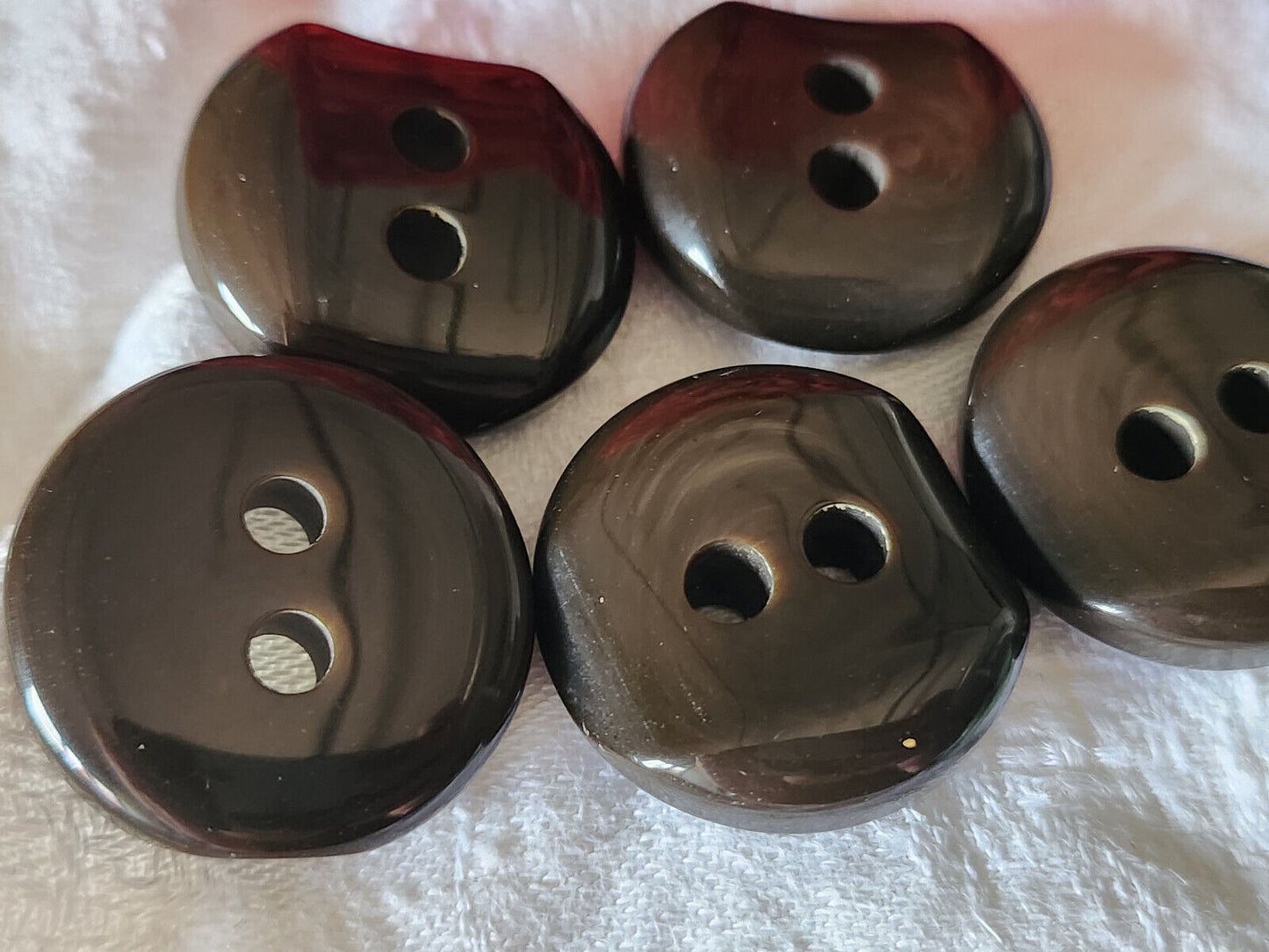 Lot 5 épais boutons vintage marron 2,7 cm à trous ref 6026