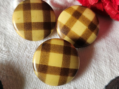 Trio  boutons anciens en celluloid  art deco beige marron  1,8 cm G13M
