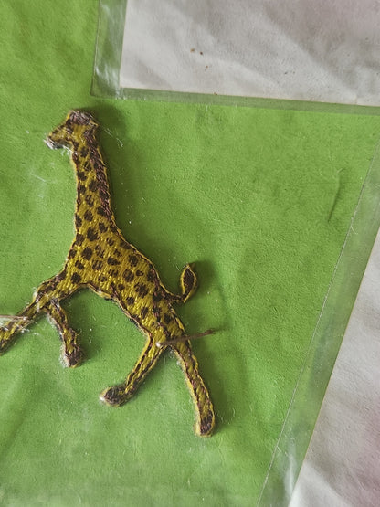 lot 3 anciens patch vintage thermocollant "girafe" broderie customisation 