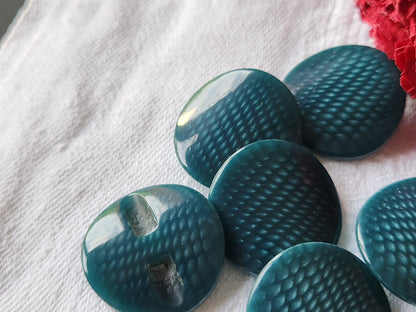 Lot 8 boutons vintage motif vert courbé pied 2,3 cm ref 3765