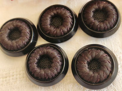 Lot 5 boutons anciens vintage passementerie marron 2,7 cm ref 149