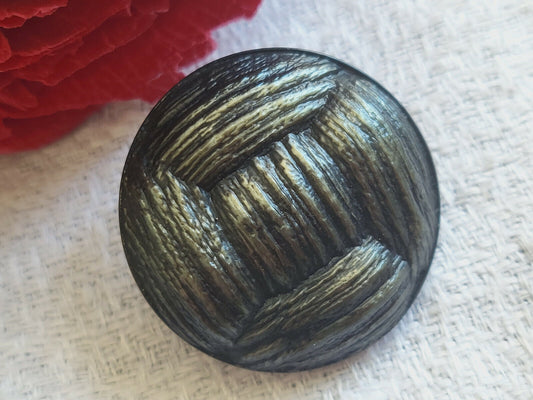 Bouton vintage vert métallisé pied métal diamètre 2,7 cm D10G