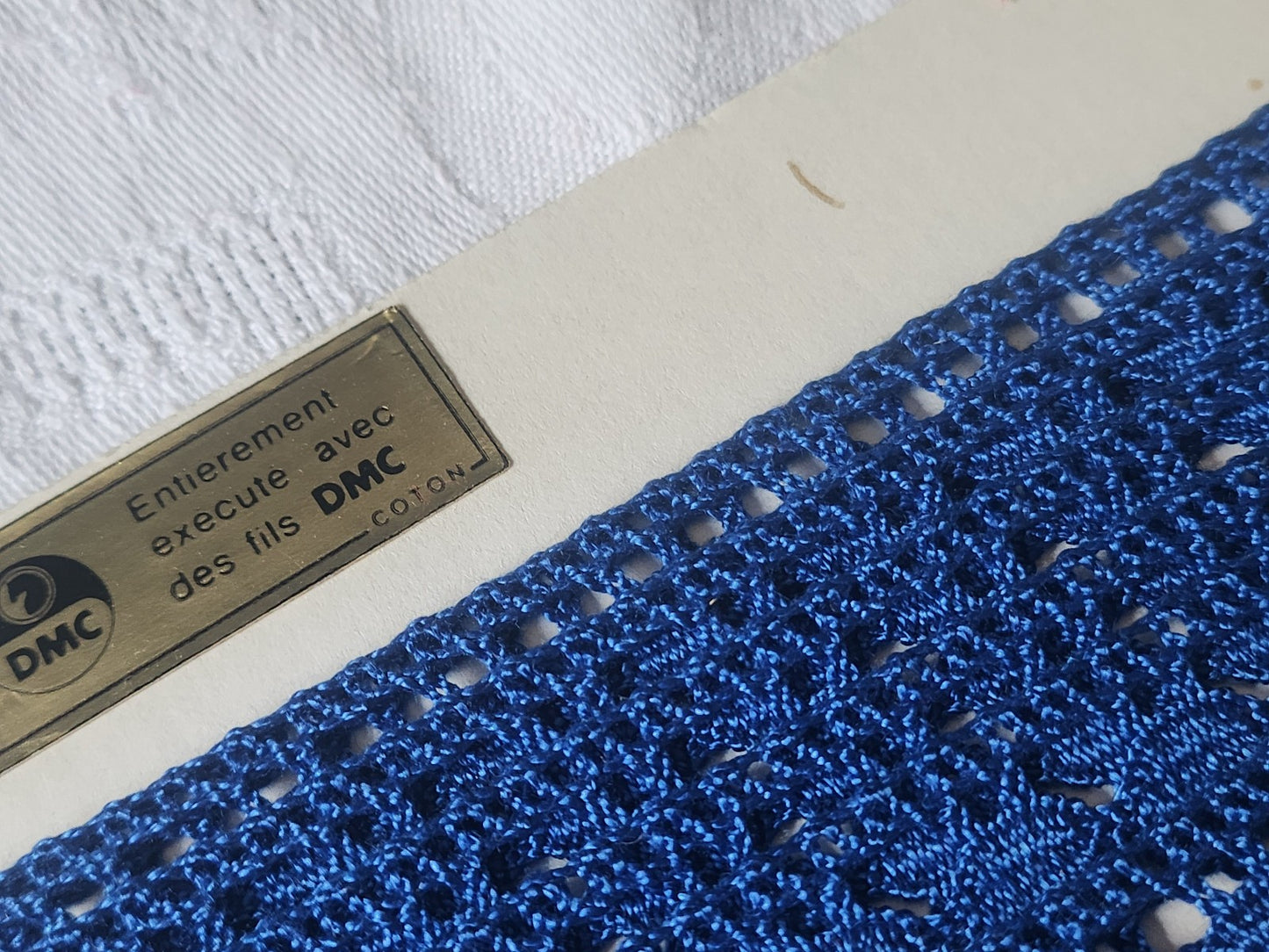 Dentelle vintage bleu DMC    coton large 3 m sur 1,5 cm A2