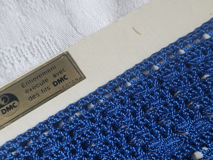 Dentelle vintage bleu DMC    coton large 3 m sur 1,5 cm A2