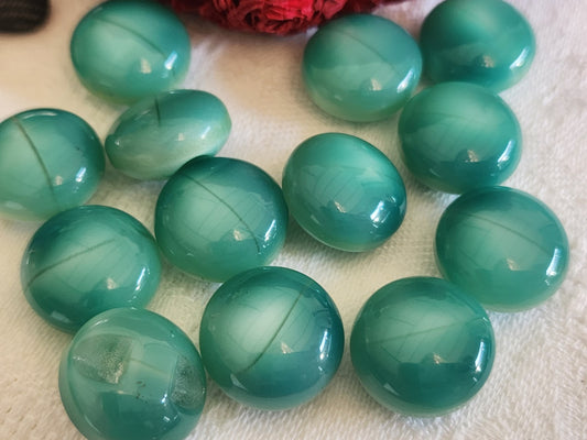 Lot 12  boutons vintage vert bleuté pied demi sphere 1,5 cm ref 5899