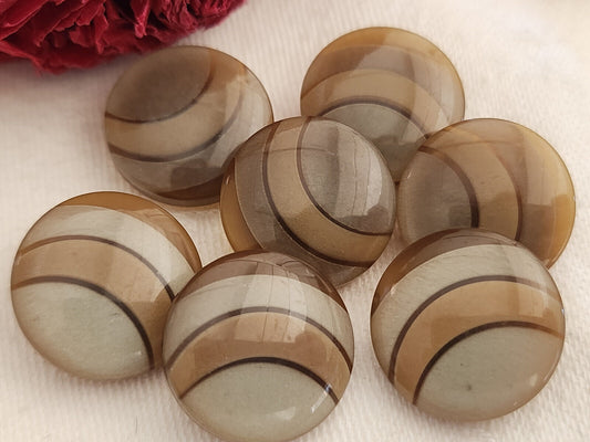 Lot 7 boutons vintage marron inclusion pied 1,8 cm ref 176
