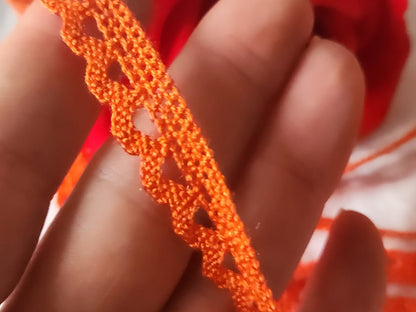 Dentelle vintage orange coton 3 métres sur 1,2 cm A1
