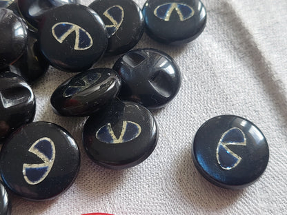 Lot 10 ou 6 beaux boutons vintage bleu inclusion argenté pied 1,4 à 2,2 cm