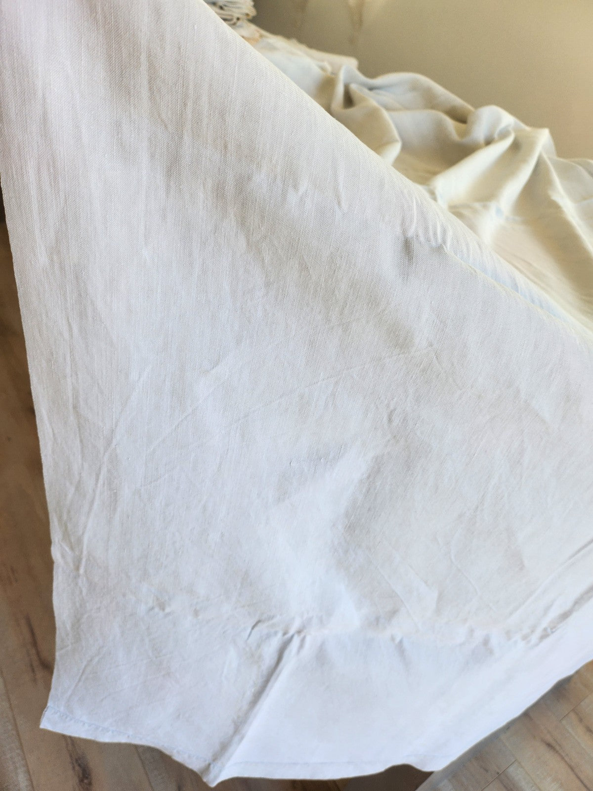 Ancien grand drap toile monogramme point de croix rouge original toile B6