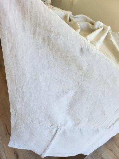 Ancien grand drap toile monogramme point de croix rouge original toile B6