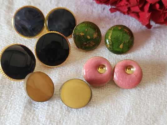 Lot 10 boutons vintage en métal petits duo pied panaché 1,2 à 1,4 cm ref 1223