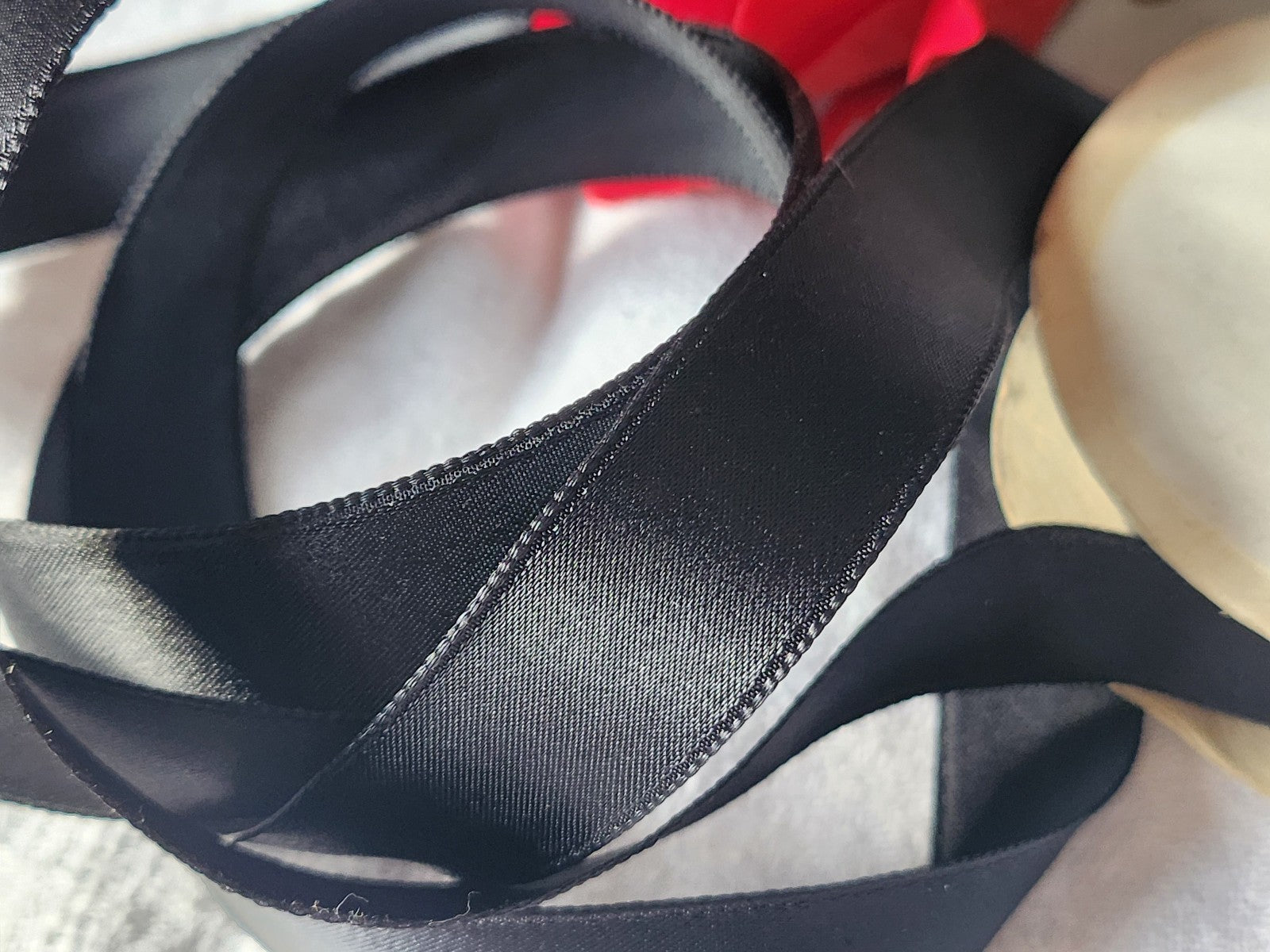 Ruban ancien nylon large noir raide 3 mètres 1,9 cm modiste chapeau B5 n°14