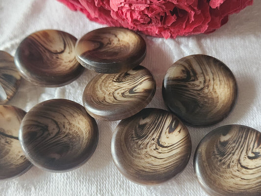 Lot 9 boutons vintage marron veiné joli pied  2,1 cm ref 2412
