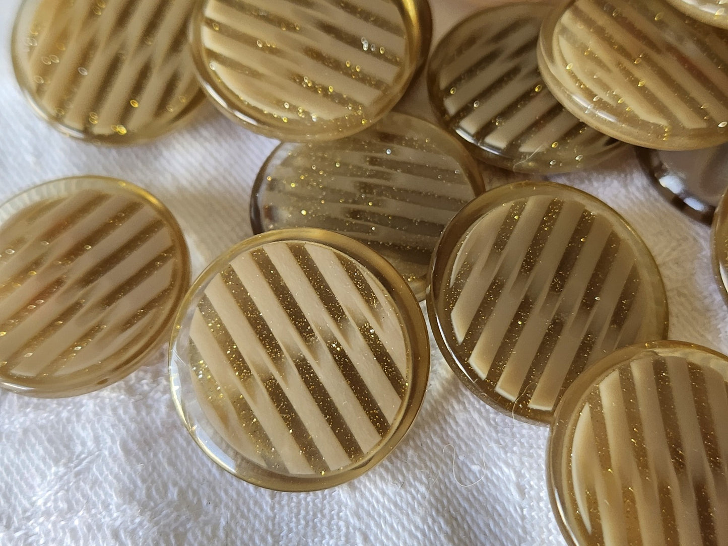 Lot 6 gros boutons vintage paillette  marron argenté pied 2,5 cm ref 3764
