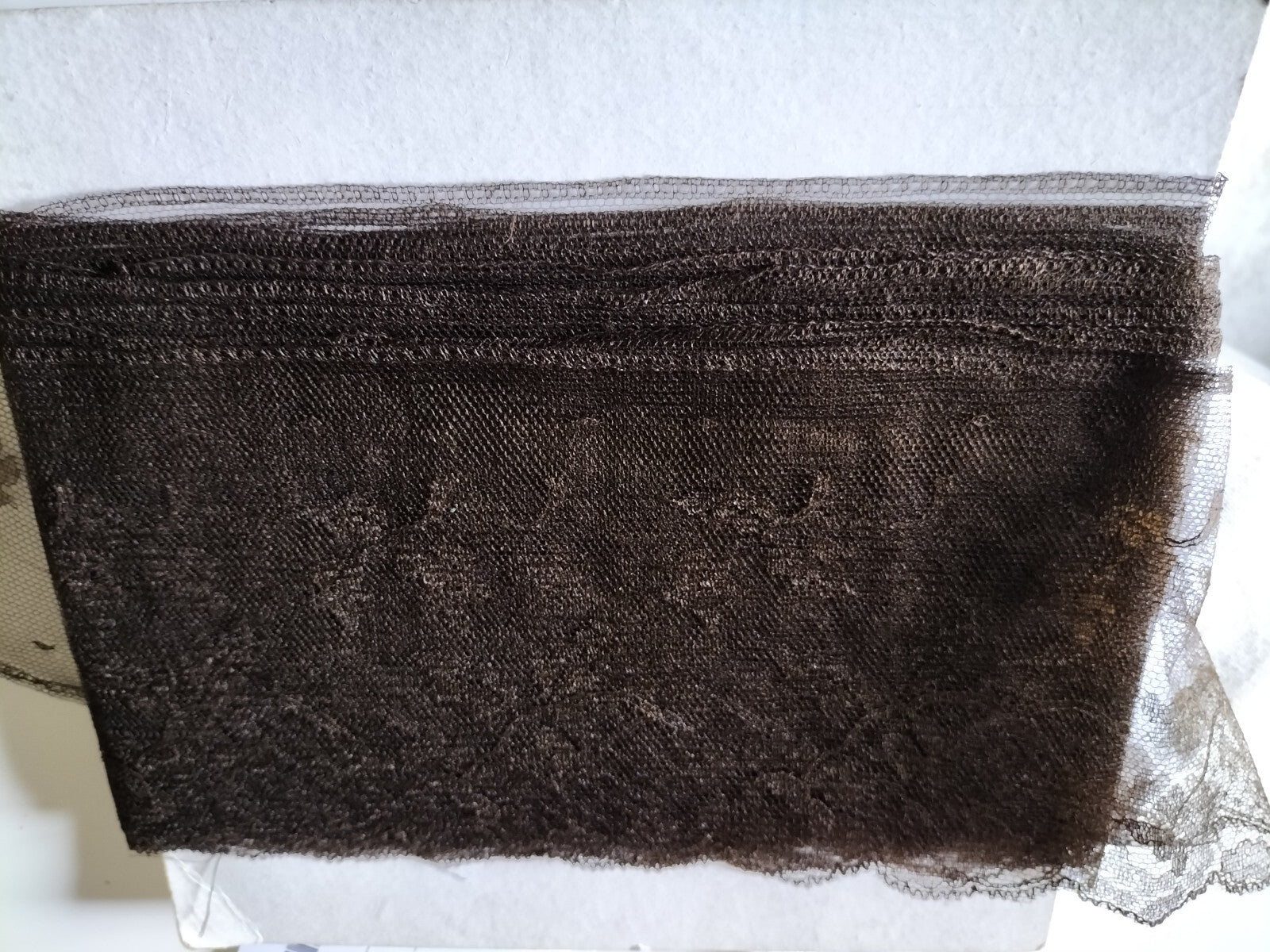 Rare large dentelle ancienne marron voilette  jupon modiste 6 mètres  B6 n°21