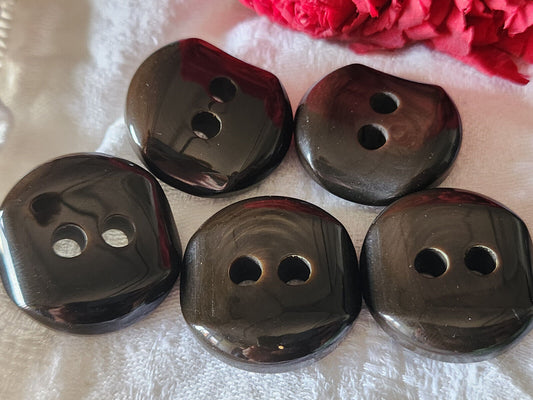 Lot 5 épais boutons vintage marron 2,7 cm à trous ref 6026