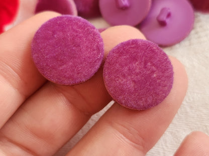 lot 12 boutons vintage violet   daim doudou tissu pied  1,9 cm 12 mm ref 6593