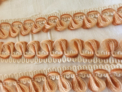 Galon vintage franges bouclettes orange 3 mètres sur 2,4 cm B3
