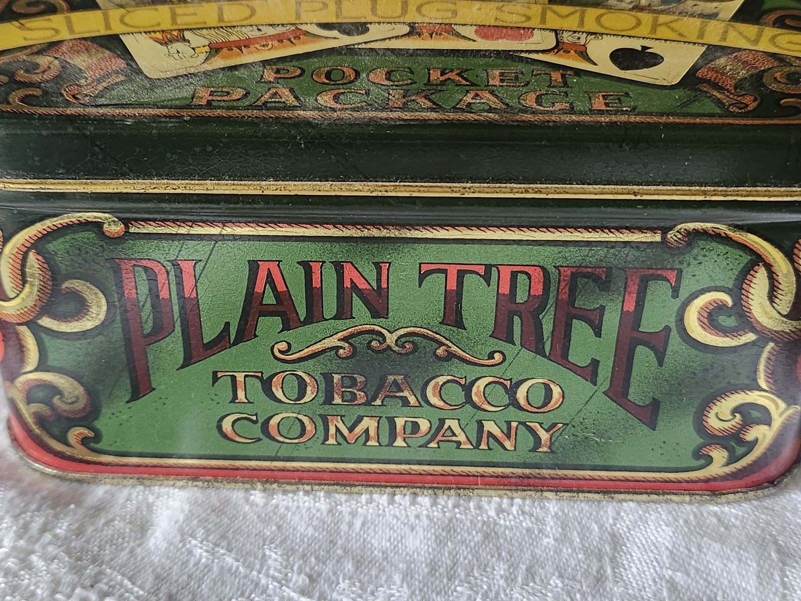 Ancienne boite tôle petite collection tabacco tabac plain three  carte  3 kings