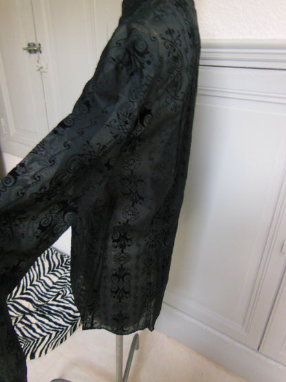 Pur vintage ancien  chemisier motif relief noir voilage ancien 40?  B4
