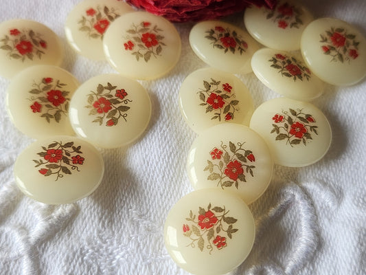 Lot 14 jolis boutons creme  bouquet de fleur pied 1,5 cm ref 5831