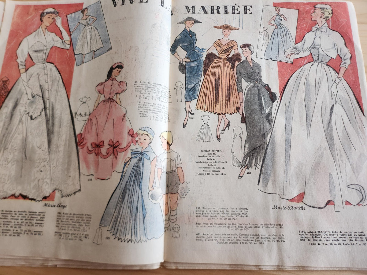 Le petit echo de la mode 1954 n°7  jeune mariée robe de paris
