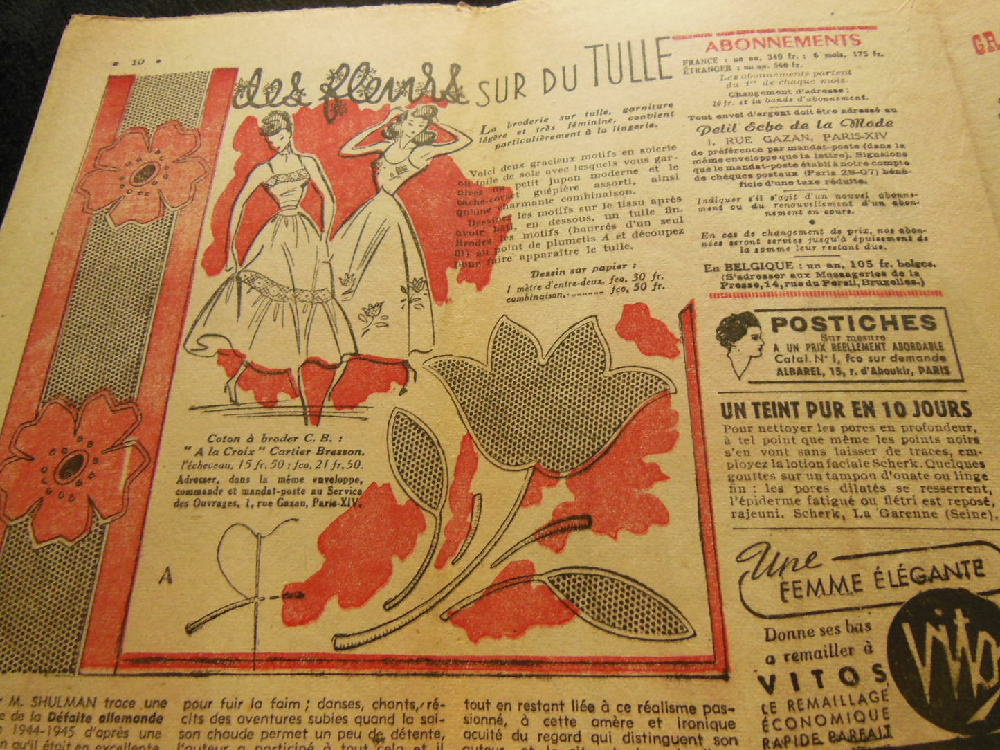 Le petit echo de la mode 1948 n°41 vêtement nuit enfant fleur sur tulle