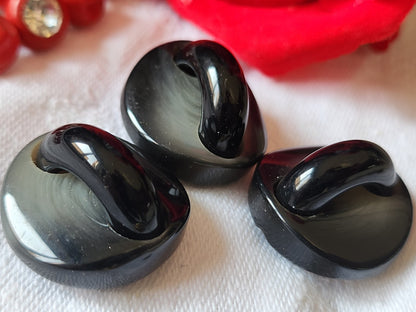 Trio superbes boutons vintage anse noir haute pied 2,2 cm ref 1201