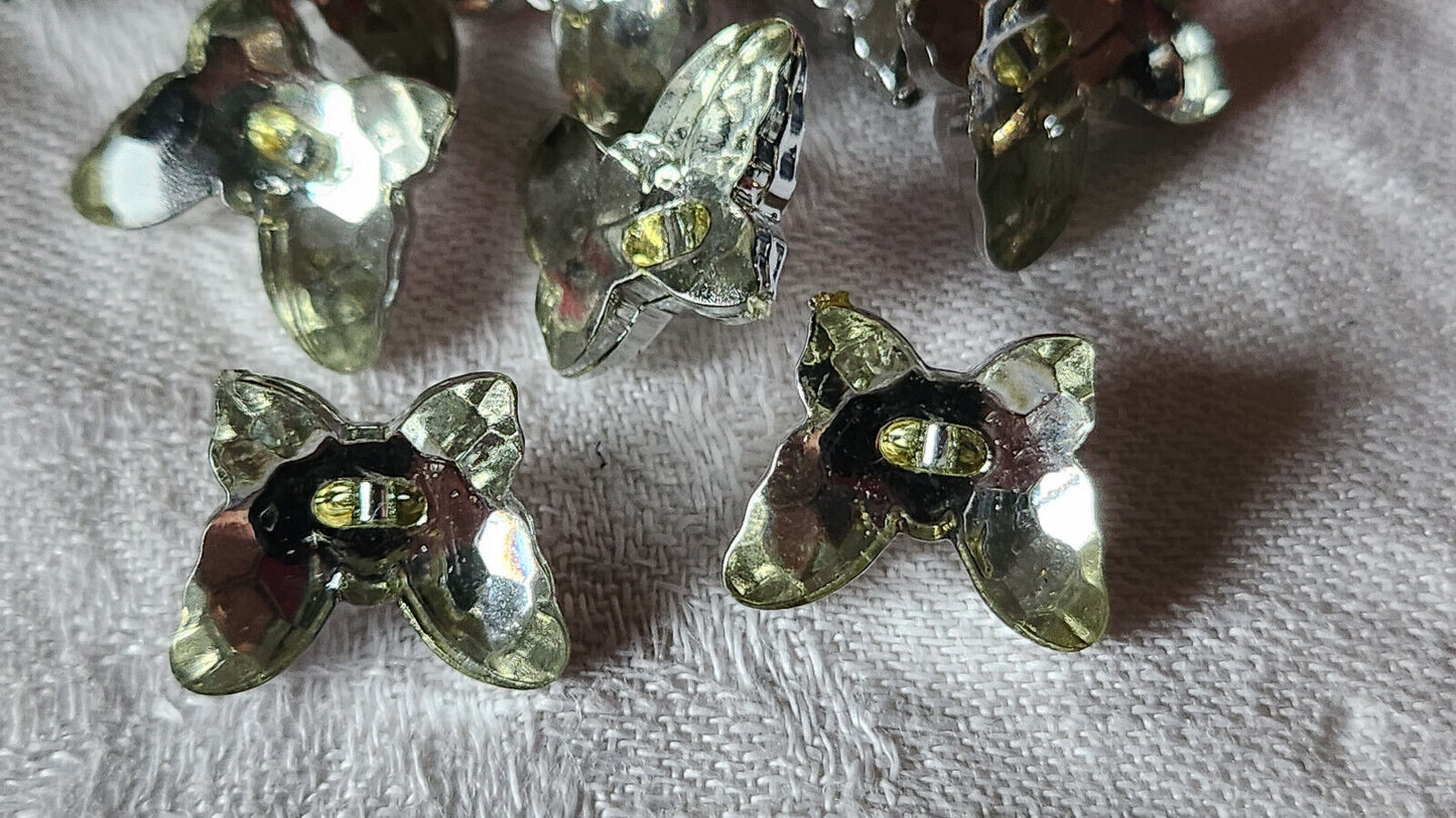 Lot 11 jolis boutons vintage papillon resine effet strass 1,6 cm ref 1333