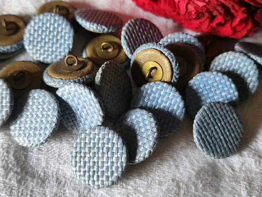 lot 8 boutons anciens vintage passementerie bleu à pied  1,6 cm ref 1285