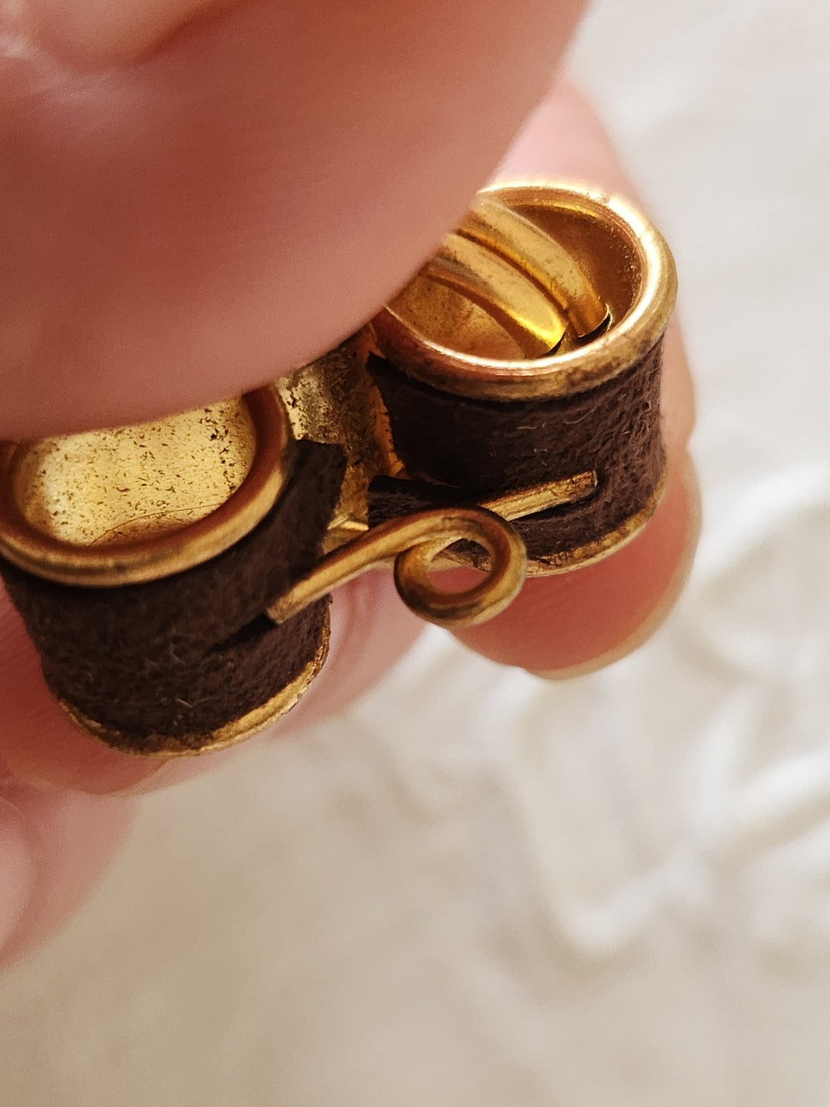 Collection bouton ancien en métal ornement parurier marron 2,6 cm D17C