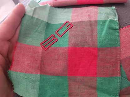 Lot 4 anciens monogramme BC ou BG  vert création patchwork couture recup  B6