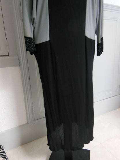 Pur vintage robe année 80 gris noir perle en verre T38/40  B4