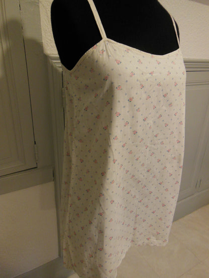 Chemise de nuit ancienne coton imprimé courte étroite B7