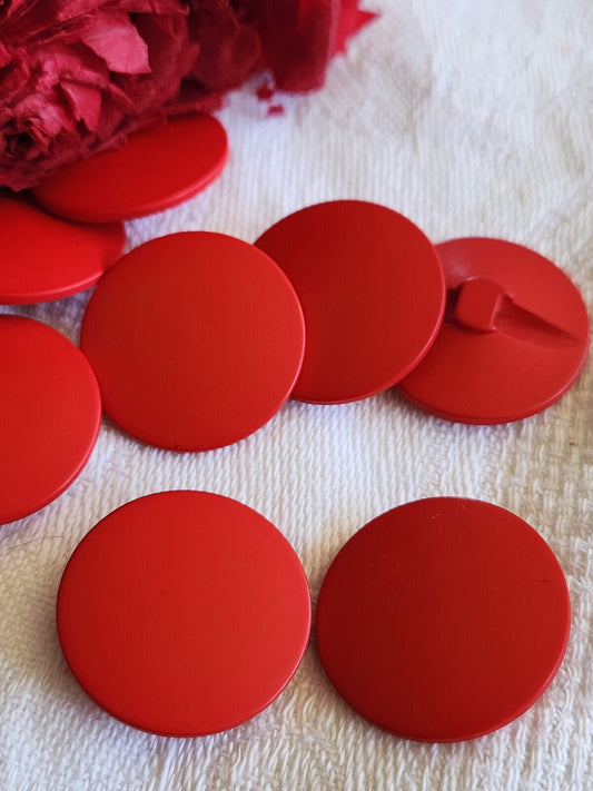 Lot 8 boutons vintage rouge vif teinte mat à pied lisse 2,2 cm ref 390