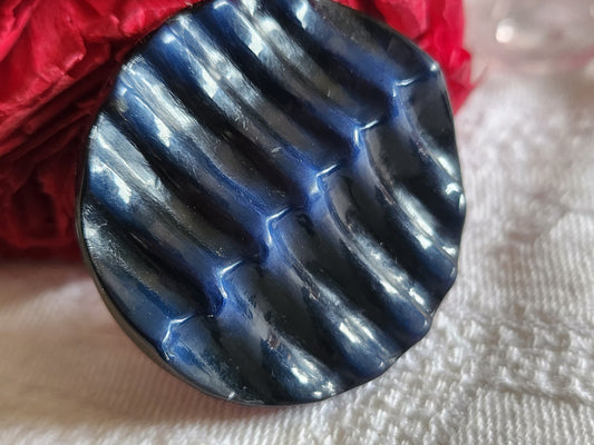 Gros bouton ancien en celluloïd bleu superbe pied 3,8 cm ref 1179