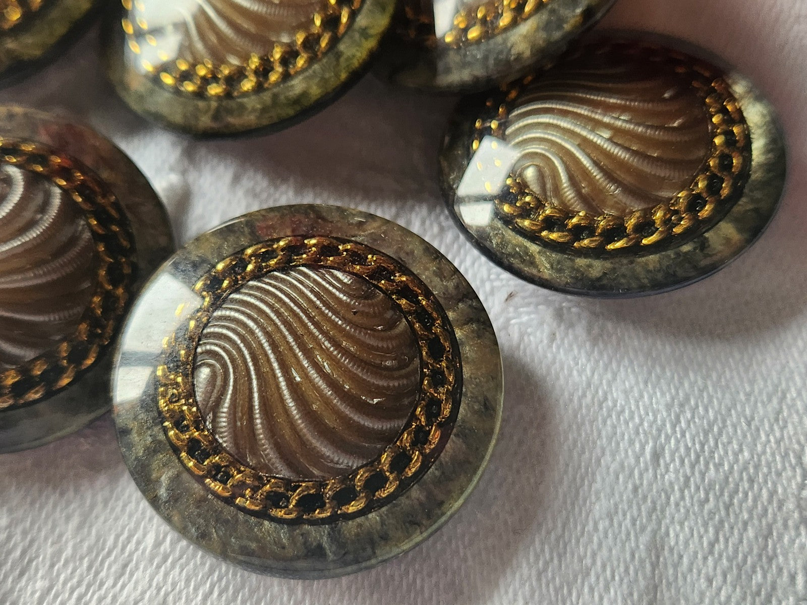 Lot 5 gros boutons vintage gris inclusion  pied 2,7 cm manteaux lourd ref 3533