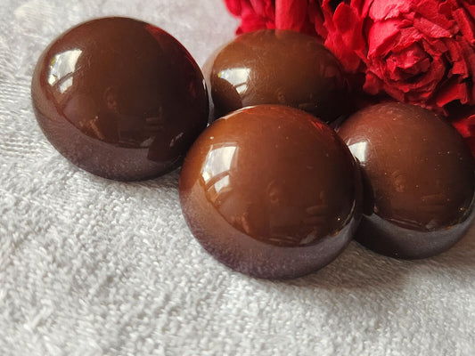 Lot 4 boutons vintage marron bombé volumineux pied 2,2 cm ref 1418
