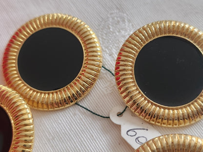 Lot 5 énormes boutons vintage métal doré noir pied 3,1 cm ou 31 mm ref 6327