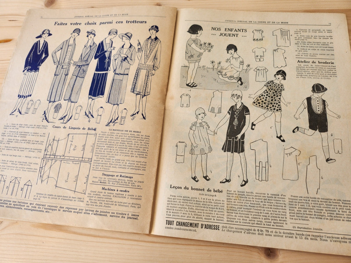 Journal de l'institut de coupe de paris année folle mode Mai 1926 patron