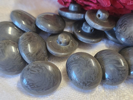 Lot 18 boutons vintage gris coeur moucheté ovale pied 1,2 sur 1,5 cm ref 0031