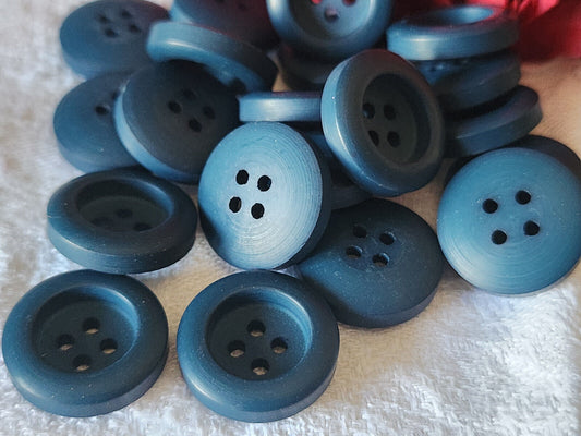 Lot 17  boutons vintage bleu mat haut trous 1,7 cm ref 5797